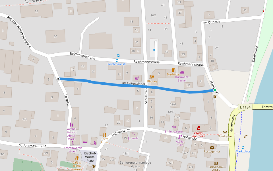 Im Leiterstiegel walking route map in Mühlacker