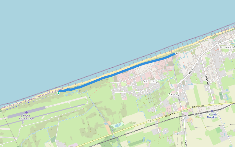 Promenada walking route map in Kołobrzeg