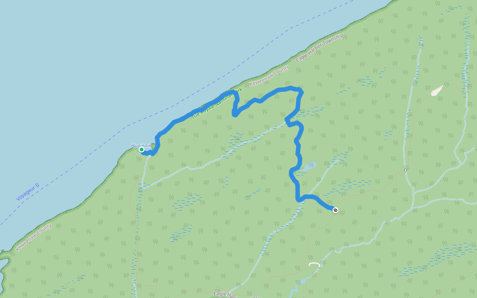 East Huginnin Trail walking route map in Windigo
