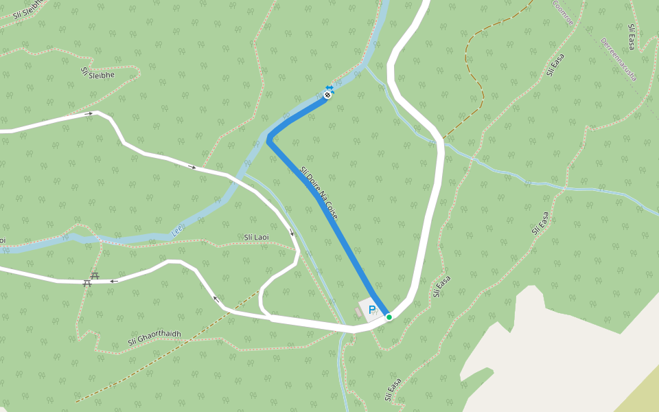 Slí Doire Na Coise walking route map in Gougane Barra
