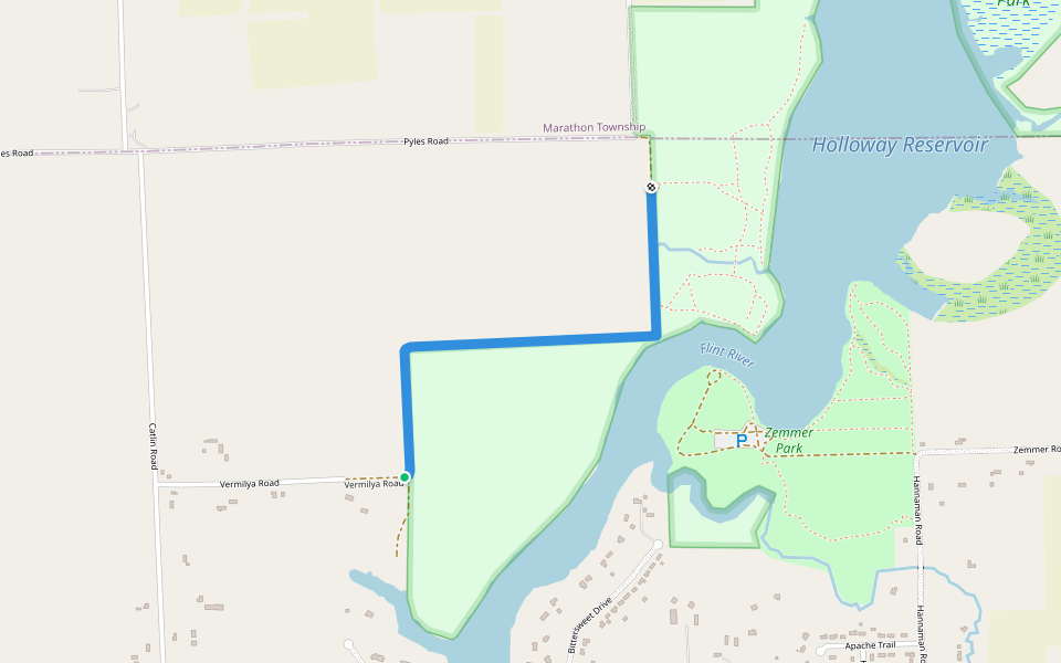 Vermilya Road walking route map in Columbiaville