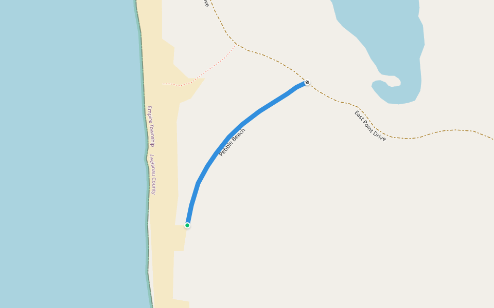 Pebble Beach walking route map in Empire
