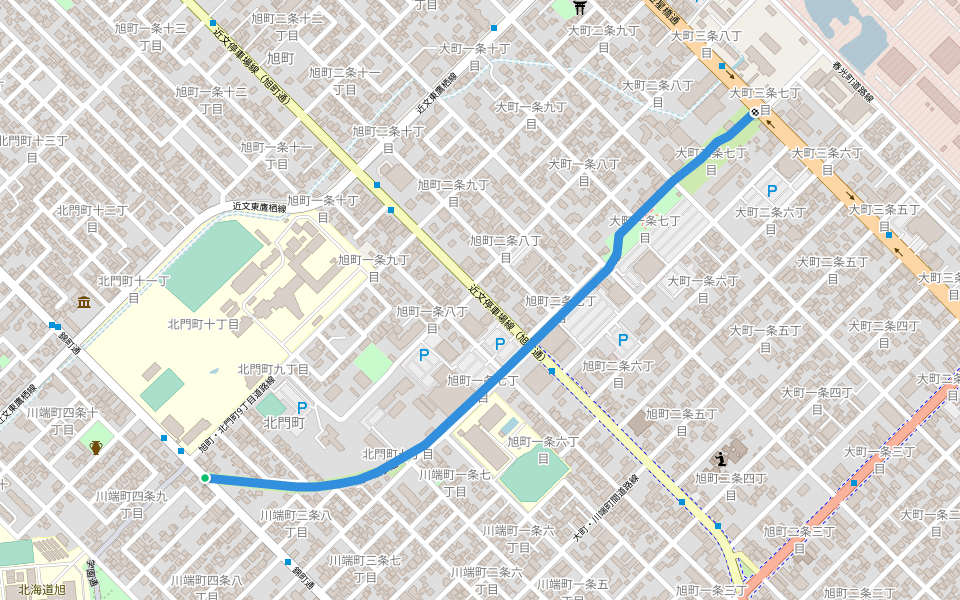 北の散歩道 walking route map in Asahikawa