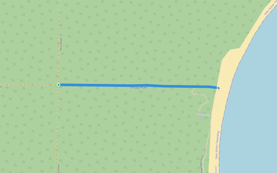 Chicago Road walking route map in Leland