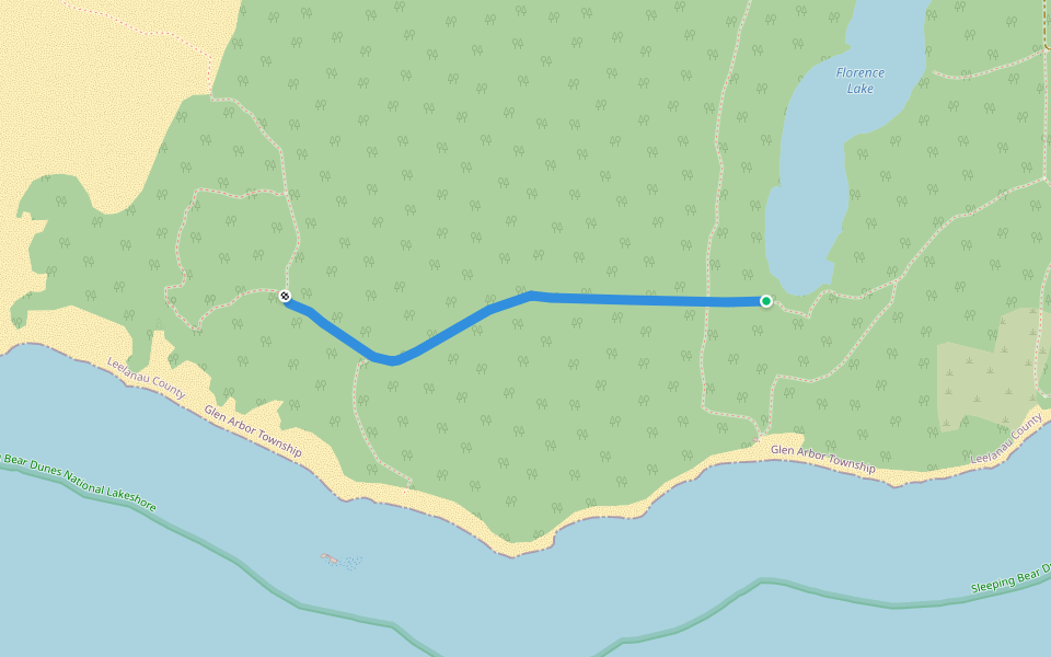 Shefler Road walking route map in Leland