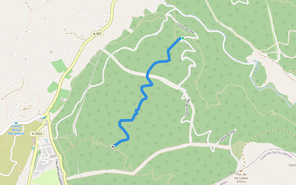 Sendero del Conde walking route map in Alhaurín el Grande