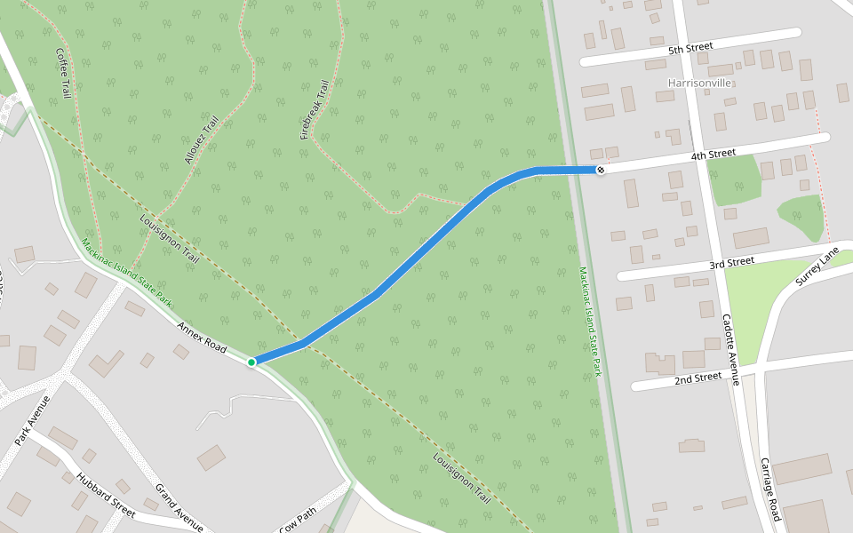 Whitefield Trail walking route map in Mackinac Island