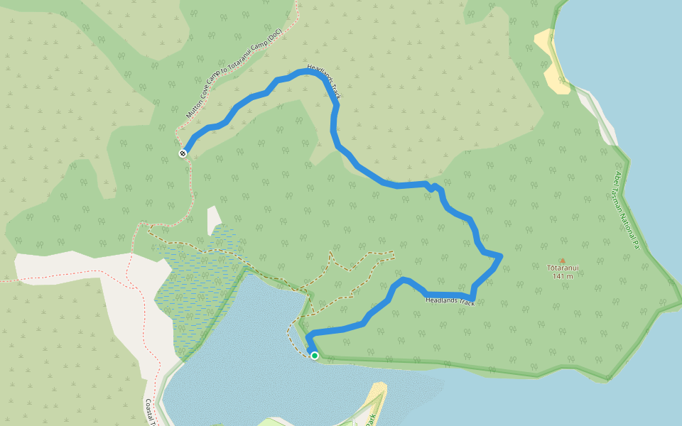 Headlands Track walking route map in Wainui Bay