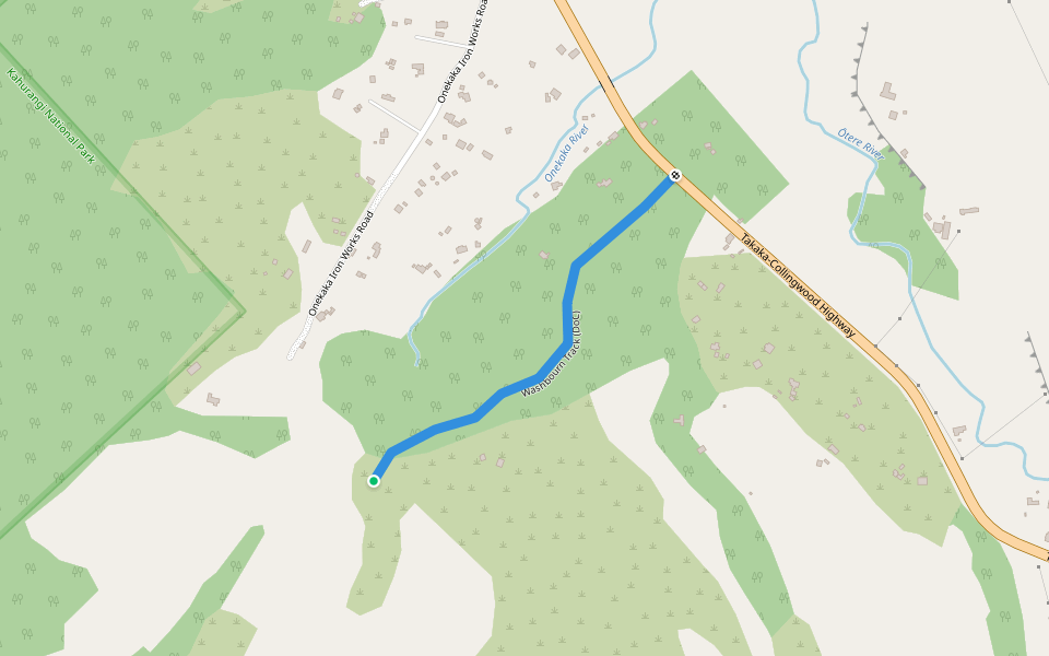 Washbourn Track (DoC) walking route map in Onekaka