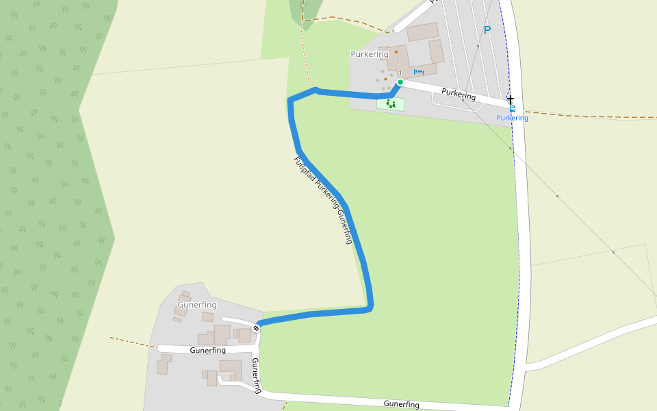 Fußpfad Purkering-Gunerfing walking route map in Trostberg