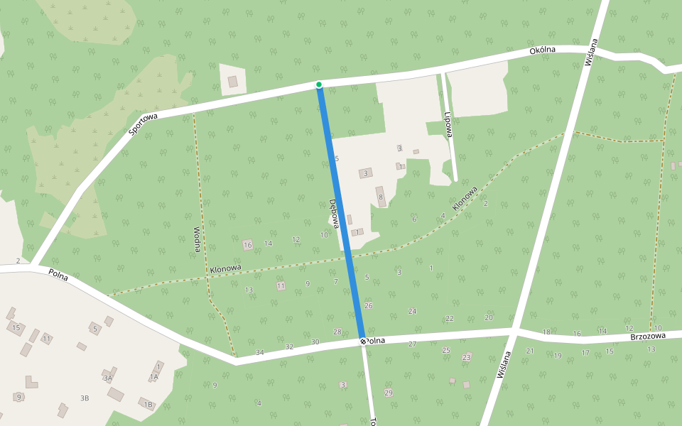 Dębowa walking route map in Sokolniki-Las