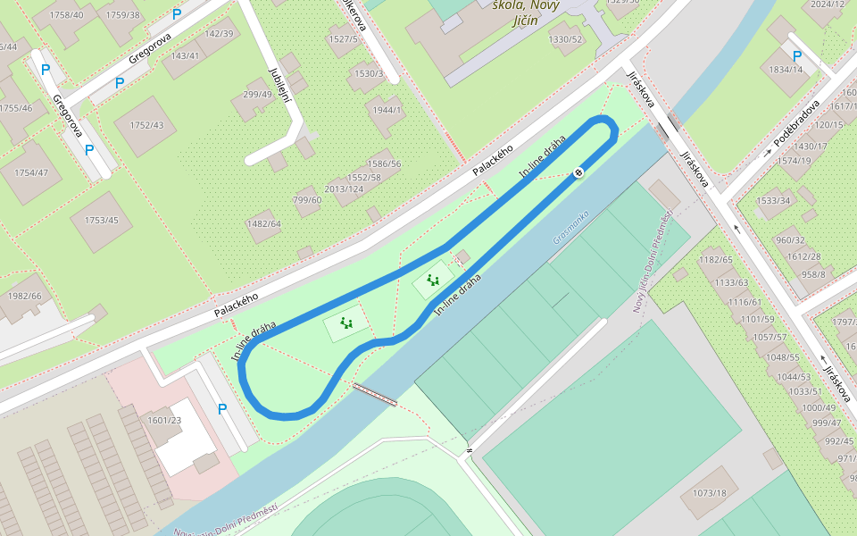 In-line dráha walking route map in Novy Jicin