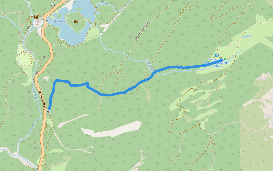 Kaswasserweg walking route map in Biberwier