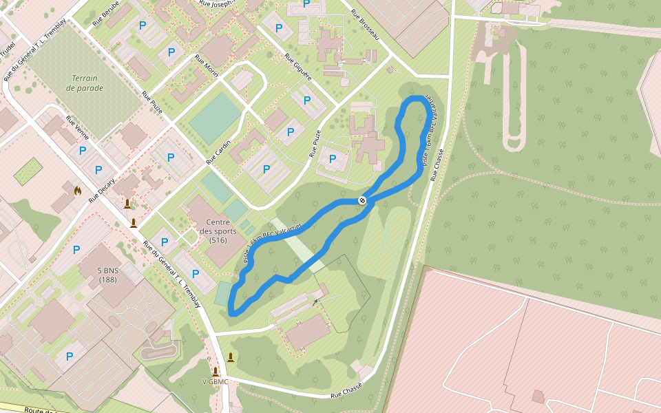 Piste 1.6km BFC Valcartier walking route map in Saint-Gabriel-de-Valcartier
