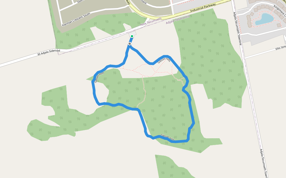 Gibson Hills walking route map in New Tecumseth