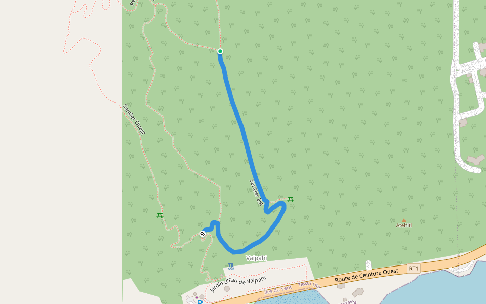 Sentier Est walking route map in Faaa