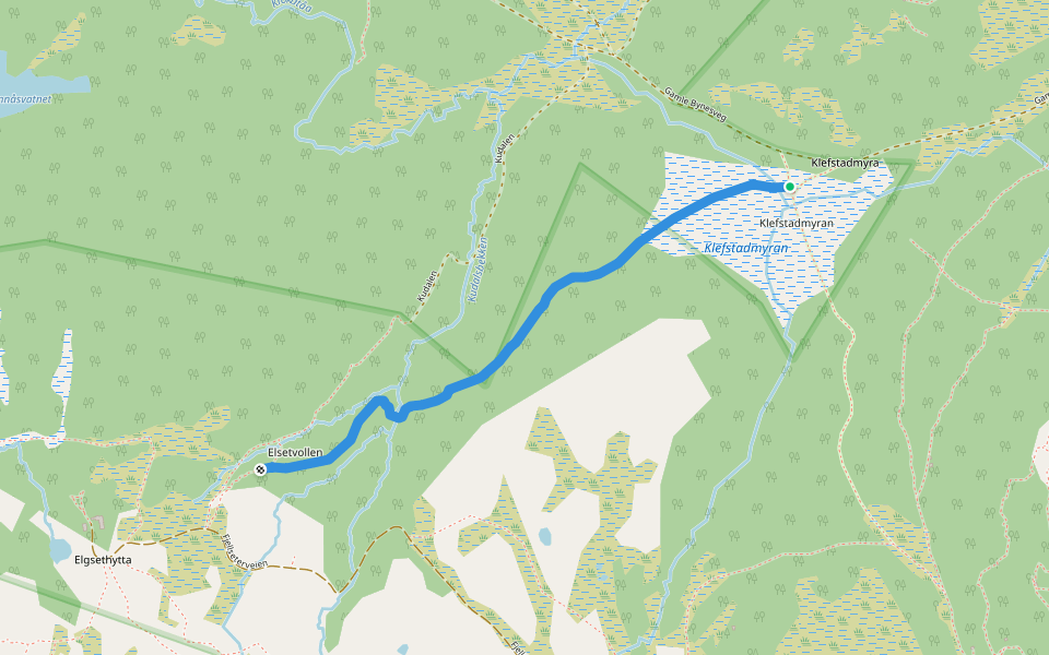 Kudalen walking route map in Trondheim