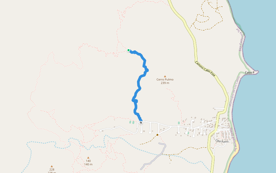 Bench Trail walking route map in Cabo Pulmo