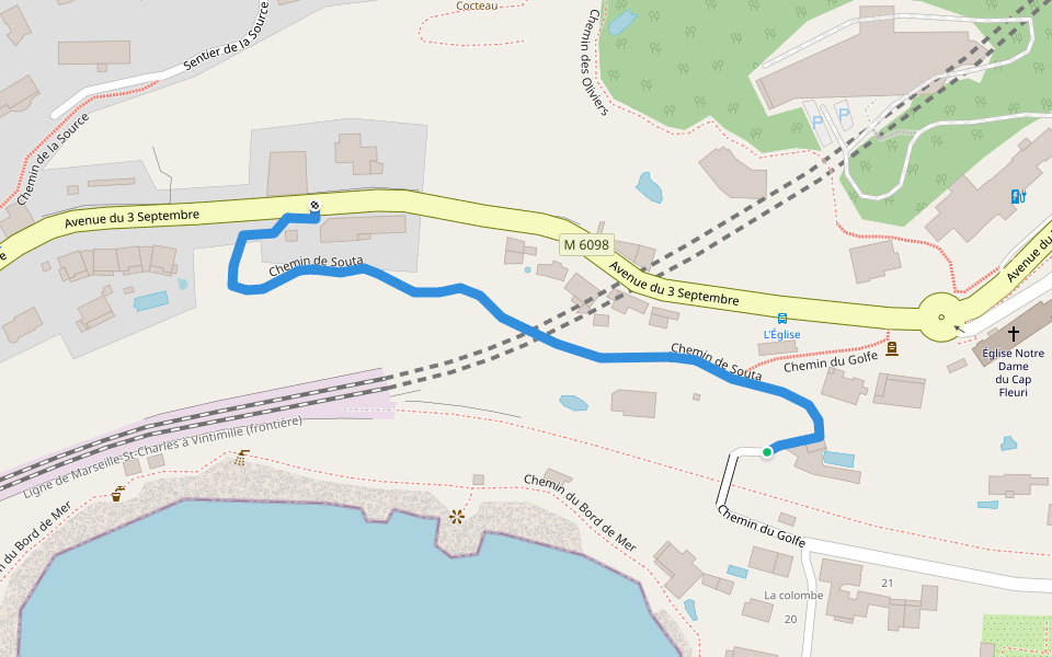 Chemin de Souta walking route map in Cap-d'Ail