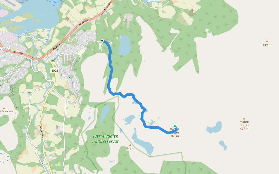 Alta 10-toppers, Borras Vestre walking route map in Alta