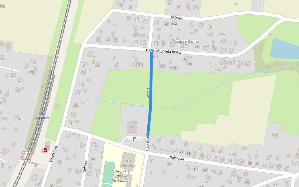 Ligonia walking route map in Strzebiń