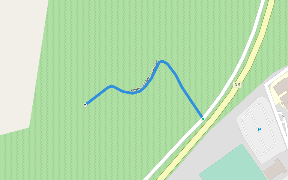 Chemin du Grand Tournant walking route map in Villeveyrac