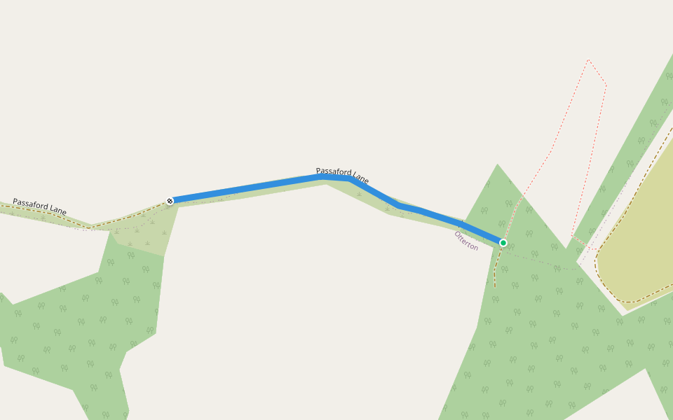 Passaford Lane walking route map in Pinn