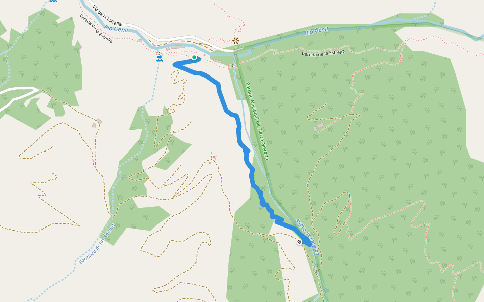 Vegueta del Caracol walking route map in Güejar Sierra