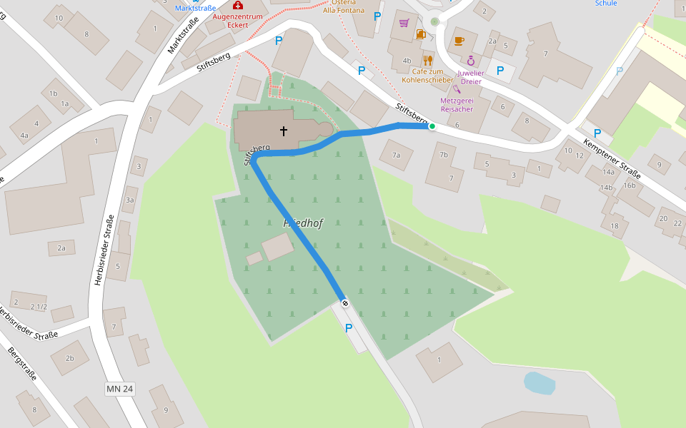 Stiftsberg walking route map in Bad Grönenbach