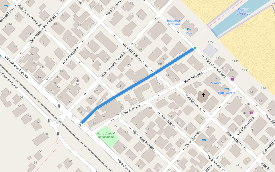 Percorso ciclo-pedonale Elio Pagliarani walking route map in Rimini
