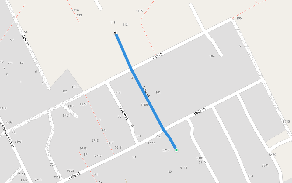 Calle 13 walking route map in Balneario Argentino