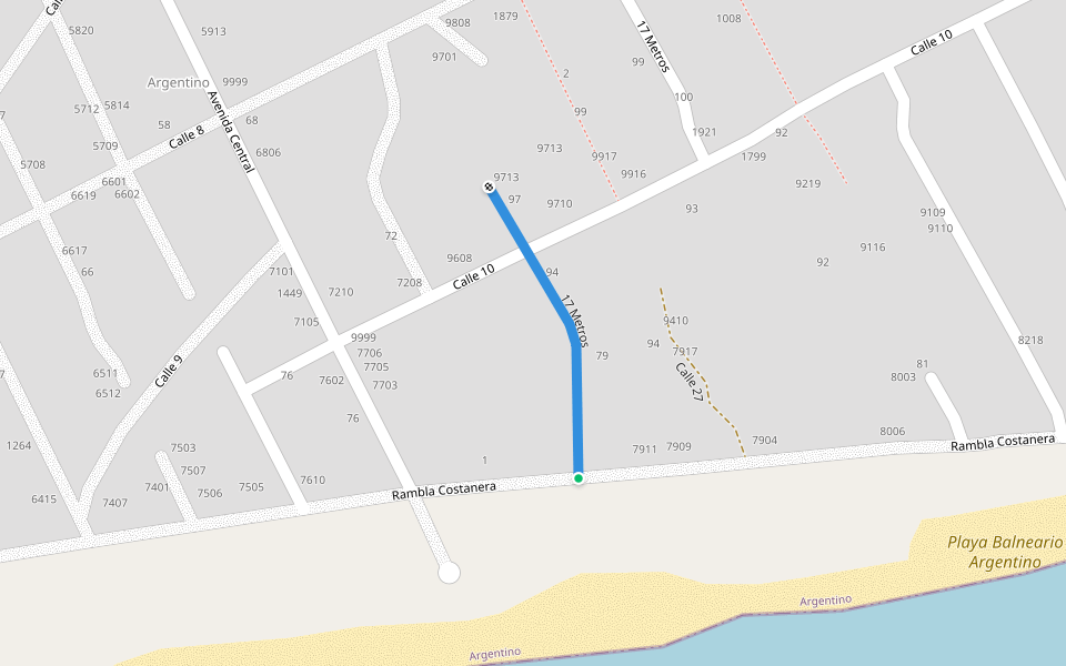 17 Metros walking route map in Balneario Argentino