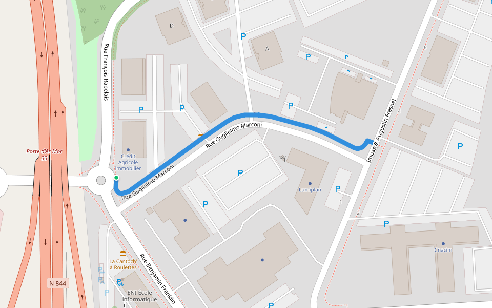 Rue Guglielmo Marconi walking route map in Saint-Herblain