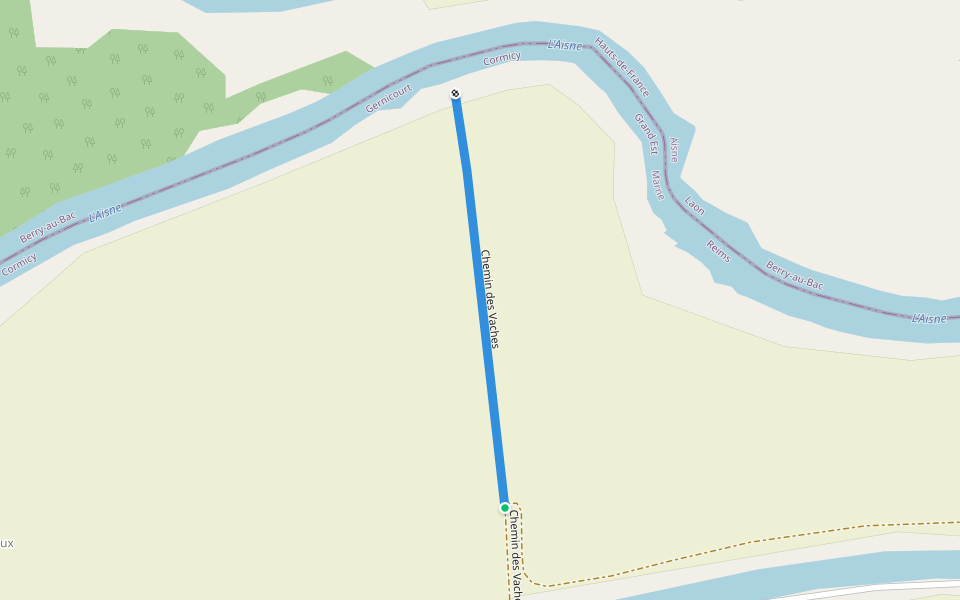Chemin des Vaches walking route map in Cormicy