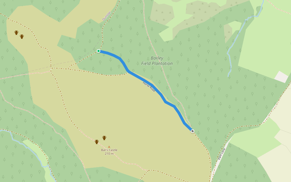 Horse Road walking route map in Dunster