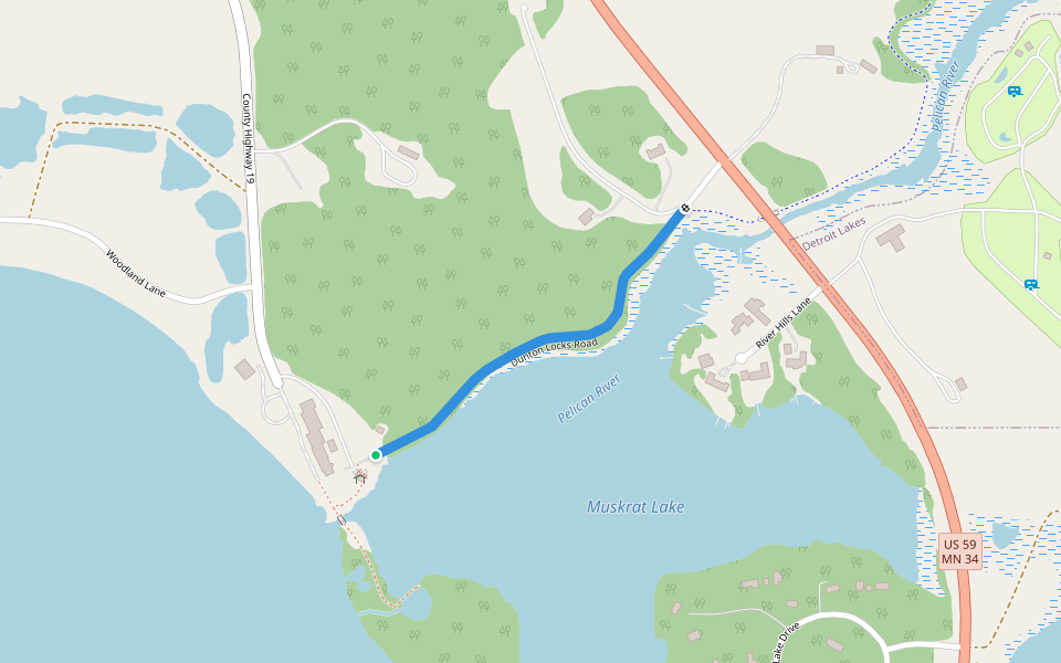 Dunton Locks Road walking route map in Detroit Lakes
