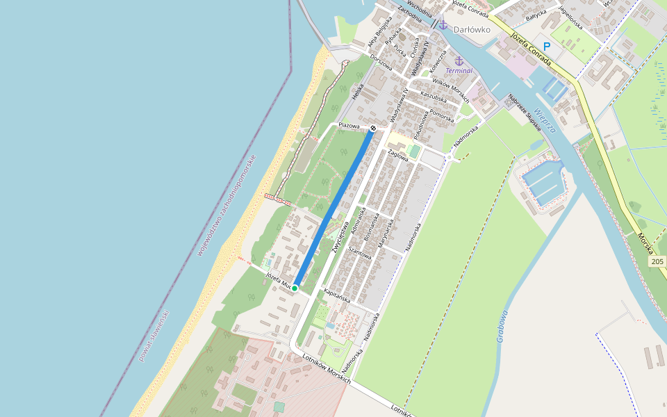 Aleja Parkowa walking route map in Darłowo