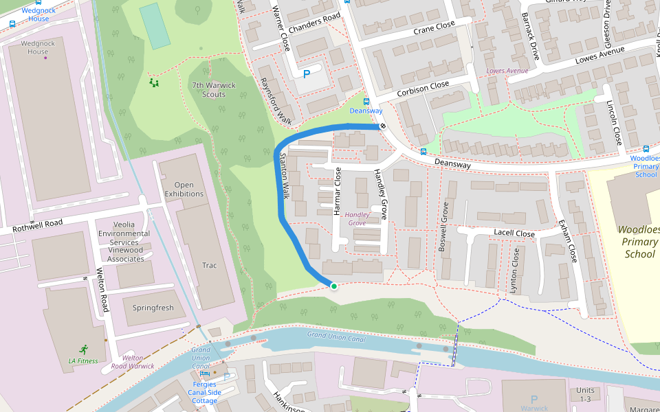 Stanton Walk walking route map in Warwick