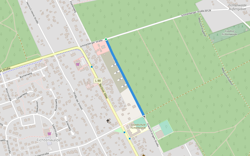geplante Anbindung Friedrich-Engels-Straße walking route map in Beelitz