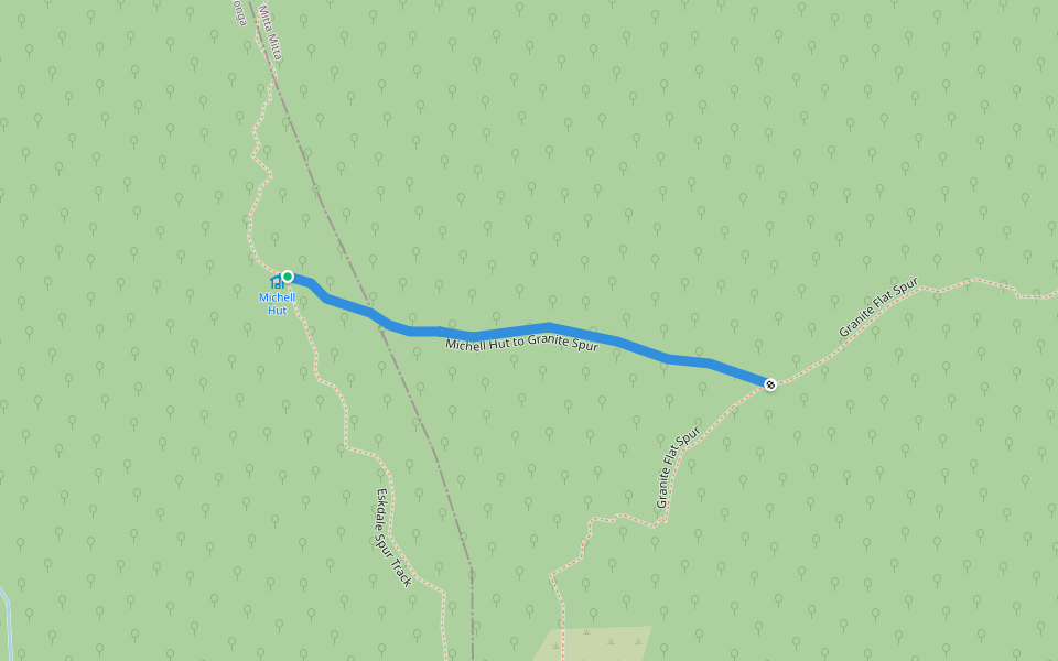 Michell Hut to Granite Spur walking route map in Mitta Mitta