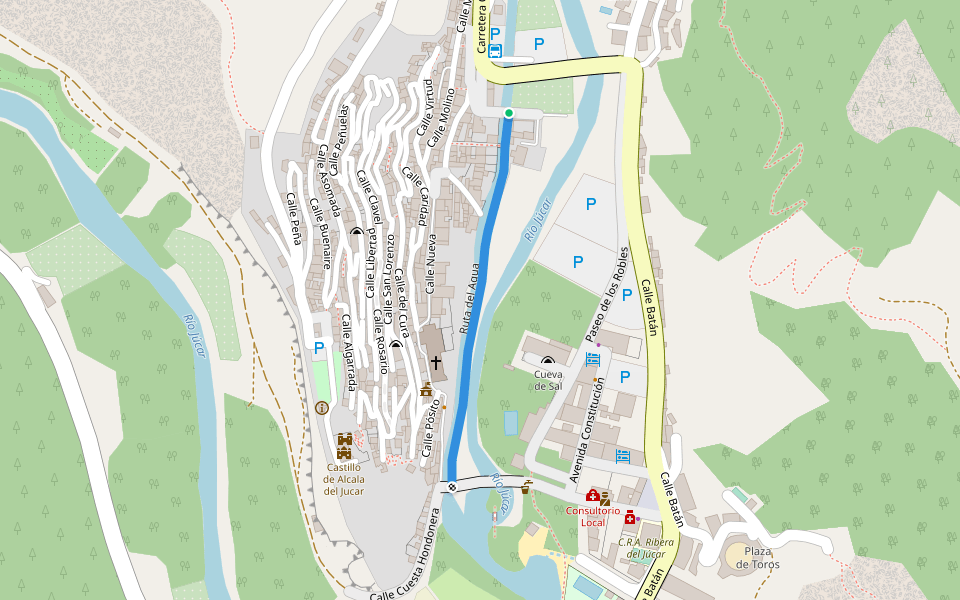 Ruta del Agua walking route map in Alcalá del Júcar