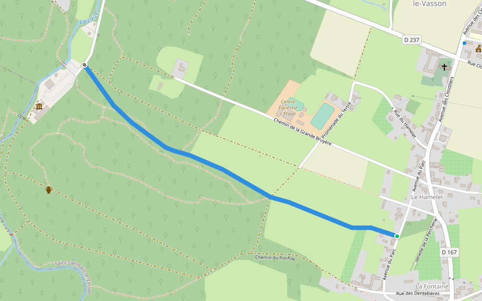 Chemin du Grés et du Fer walking route map in Saint-Germain-le-Vasson