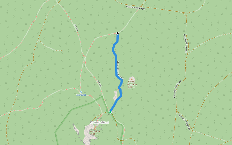 kleine Kösseine Trail walking route map in Tröstauer Forst-Ost