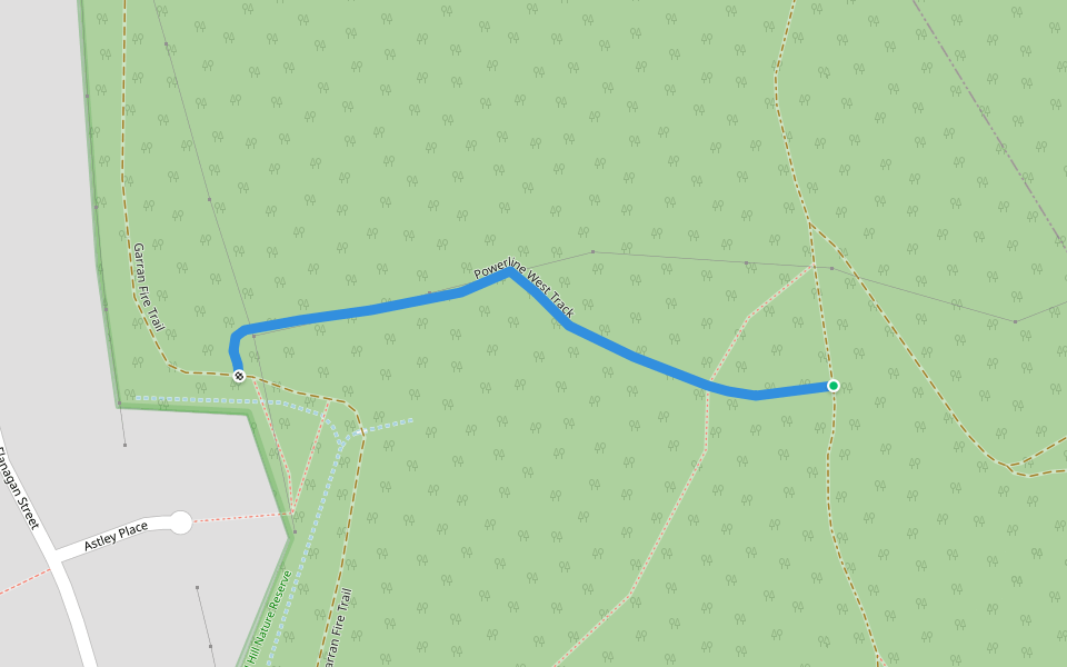 Powerline West Track walking route map in Garran