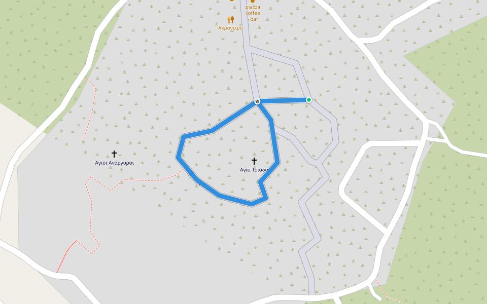 Κουμπουρελου walking route map in Trikeri