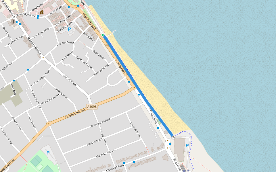 South Promenade walking route map in Cleethorpes