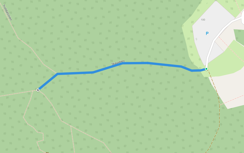 Skauveien walking route map in Fevik
