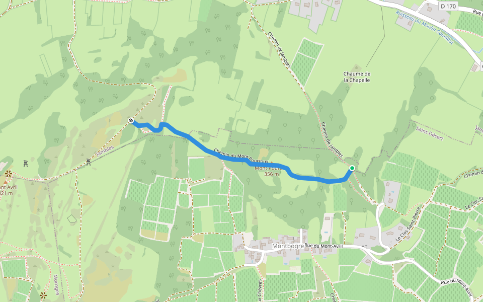 Chemin du Mont Pourroux walking route map in Saint-Désert