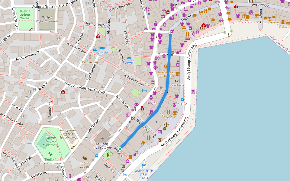 Επτανήσου walking route map in Ermoupoli