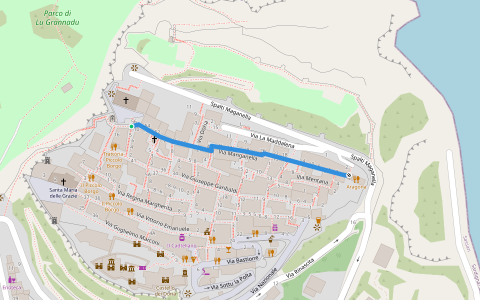 Via Manganella walking route map in Castelsardo